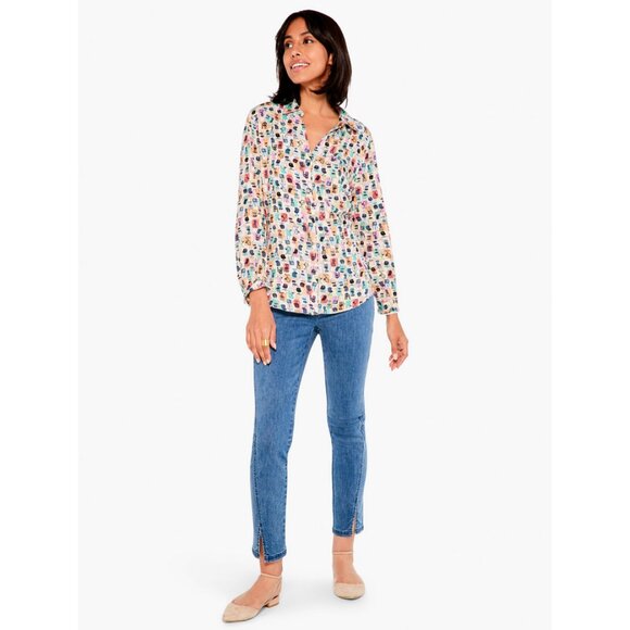 NIC+ZOE Have A Seat Live In Shirt in Green Multi - Picture 2 of 16